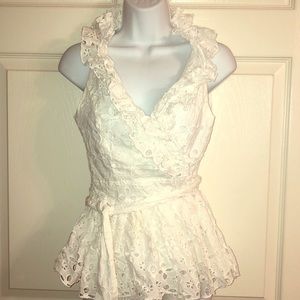 Adorable Ruffle eyelet wrap top